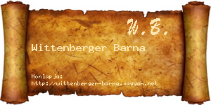 Wittenberger Barna névjegykártya